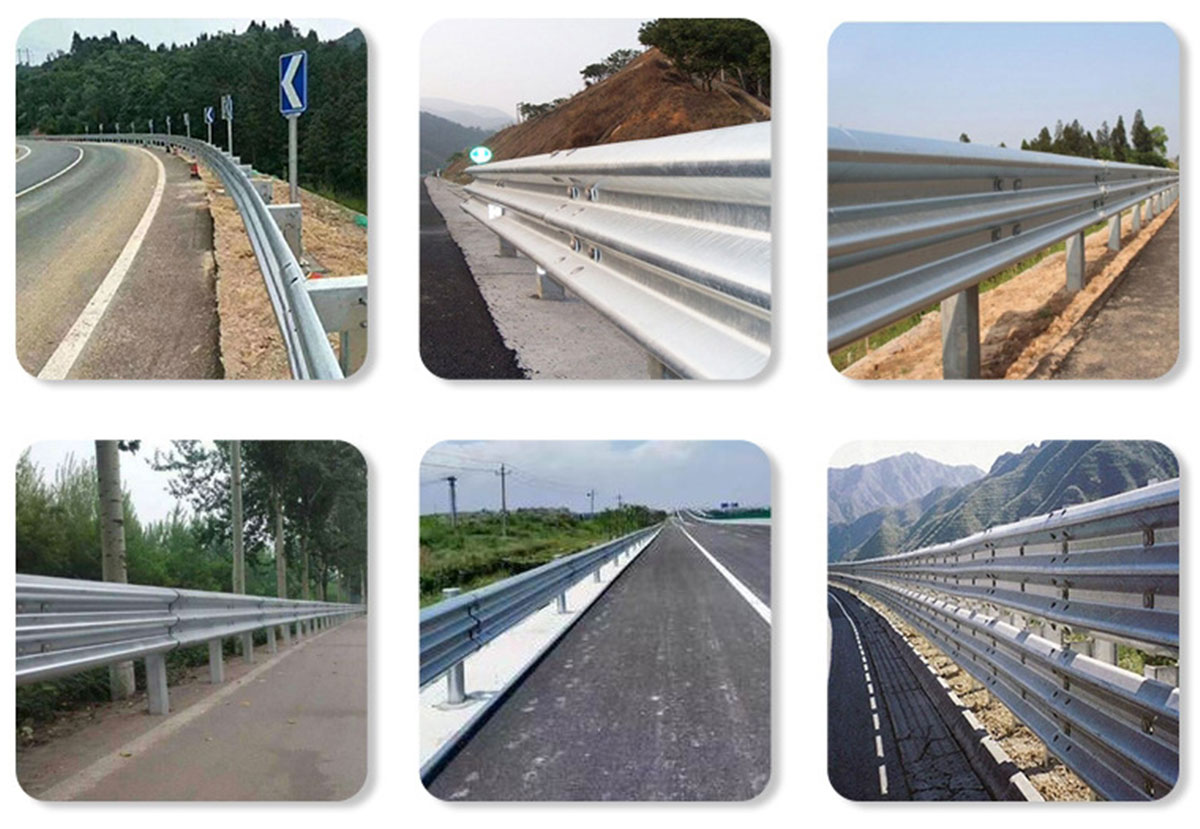 Three wave galvanized guardrail panels